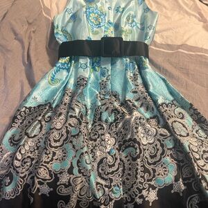 Floral Blue and Black Dress